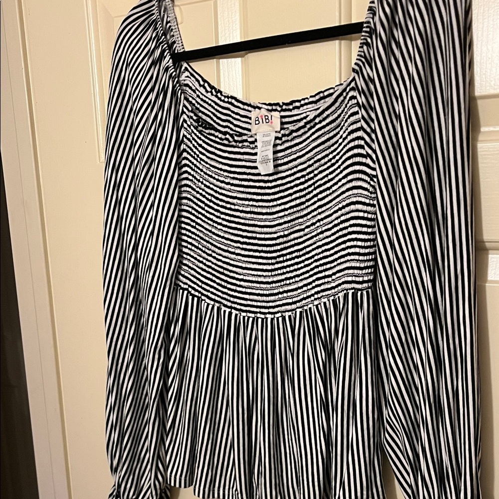 BiBi Monochrome Striped Blouse NWOT
